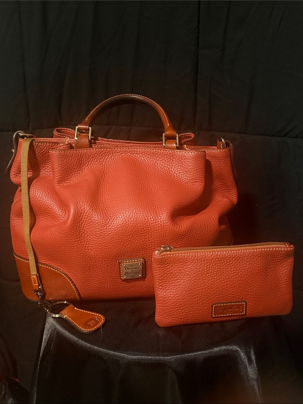 Dooney & Bourke Burnt Sienna Pebbled Leather Tote with Matching Wallet